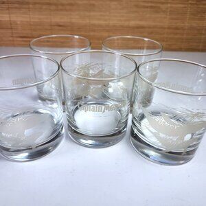 Captain Morgan Rock Glasses Etched Design of Humpback Whales Set of 5 Cocktail